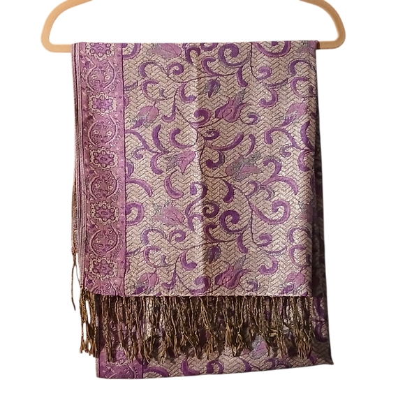 Pashmina Elegant Purple and Gold Scarf - Picture 5 of 5